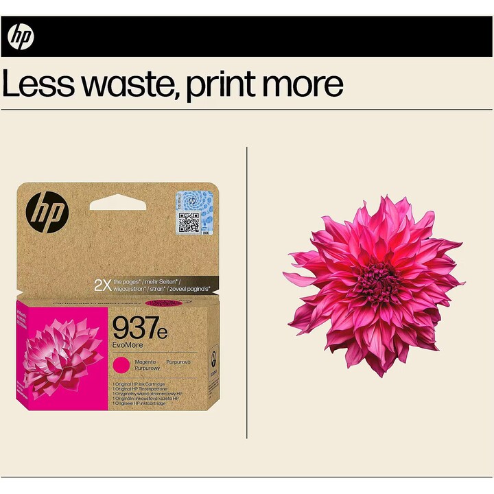 HP 937e EvoMore Magenta Cartuccia d'inchiostro originale ad alta capacità per una stampa professionale sostenibile