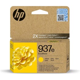 Cartucho de tinta original HP 937e EvoMore amarillo de alta capacidad para una impresión profesional sostenible