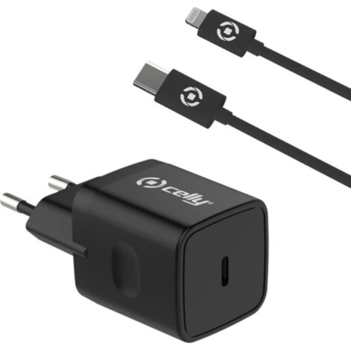 Celly 20W USB Typ-C Ladegerät, Schwarz
