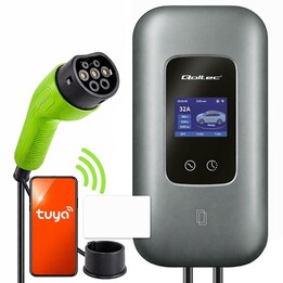 Qoltec Stacja ładowania EV Typ2 do samochodu elétrico e híbrido | 3 fazy | 22 kW | 32A | Wi-fi | LCD | RFID | Vida inteligente |