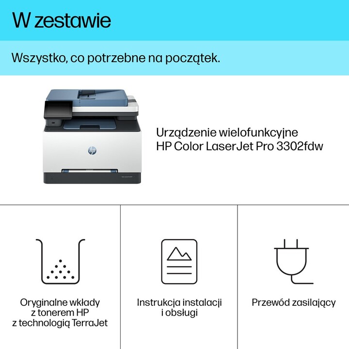 499Q8F HP LaserJet Pro 3302fdw Wireless Multifunction Color Printer, Copier, Scanner; Duplex