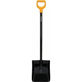FISKARS Solid+, pala de metal con mango en D, negra