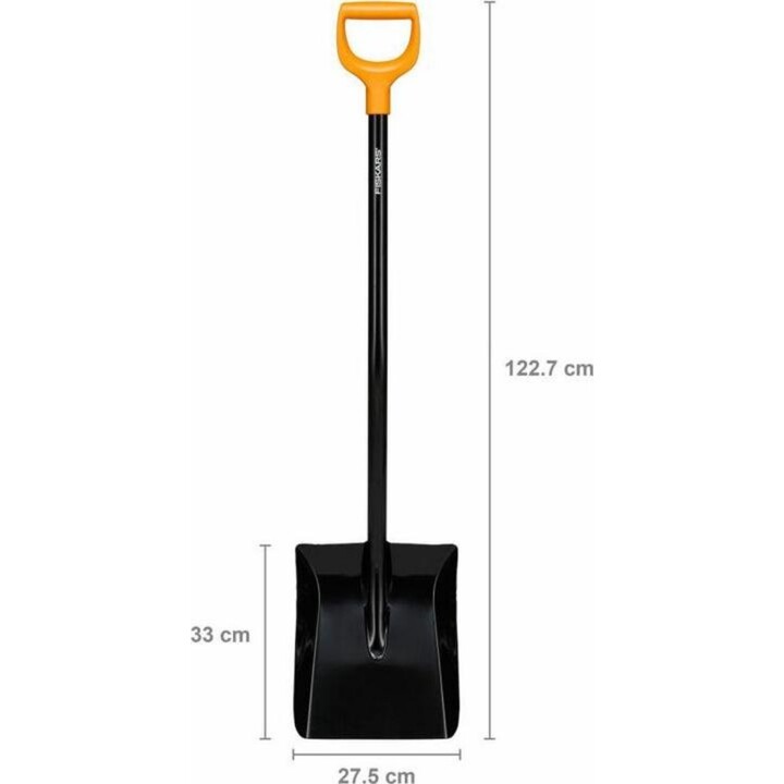 FISKARS Solid+, Metall-Schaufel mit D-Griff, schwarz
