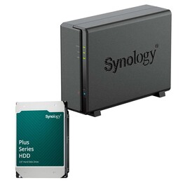 Carcasa vacía para servidor NAS Synology DiskStation DS124 de 1 bahía + 1 disco duro Synology Plus de 3,5" SATA 6 Gb/s de 1