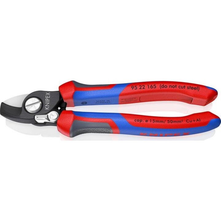 Knipex 2482095, Cable Shears with Opening Spring, Red/Blue