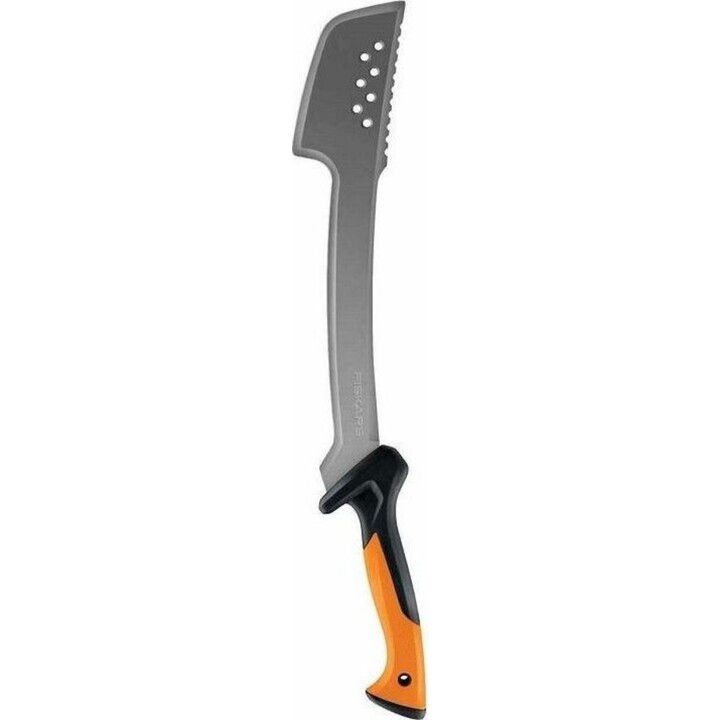 Fiskars 1051236, Machete de jardinería de acero, negro/naranja