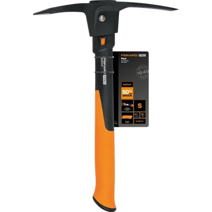 Fiskars IsoCore, Pioche avec Pointe S 0.68kg, Noir/Orange