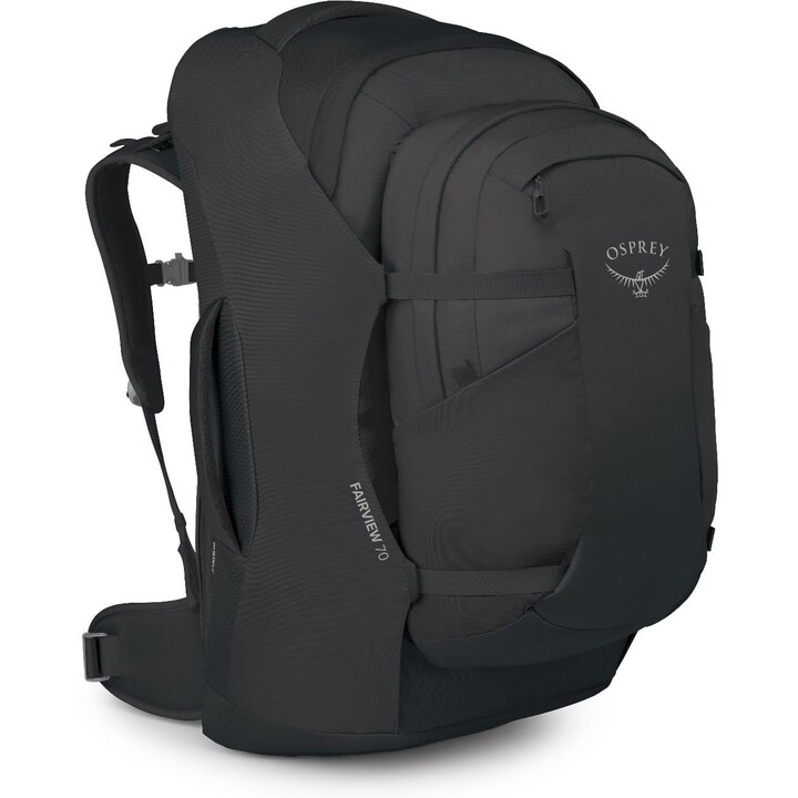 Osprey Fairview 70 Women's Technical Travel Backpack mit abnehmbarem Daypack in Schwarz