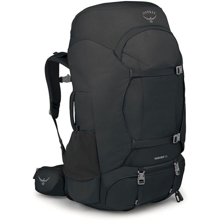 Osprey Fairview 70 Women's Technical Travel Backpack mit abnehmbarem Daypack in Schwarz