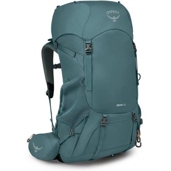 Mochila de expedición para mujer Osprey Renn 65 en azul cascada / naranja melón