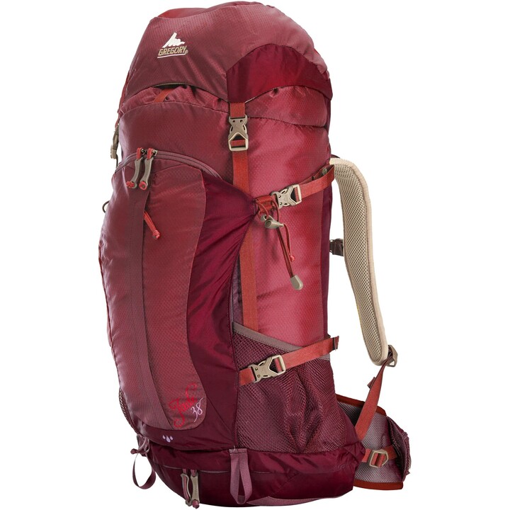 Gregory Jade 38 Women's Technical Wanderrucksack mit FreeFloat Dynamic Suspension Ruby Red Größe XS/S