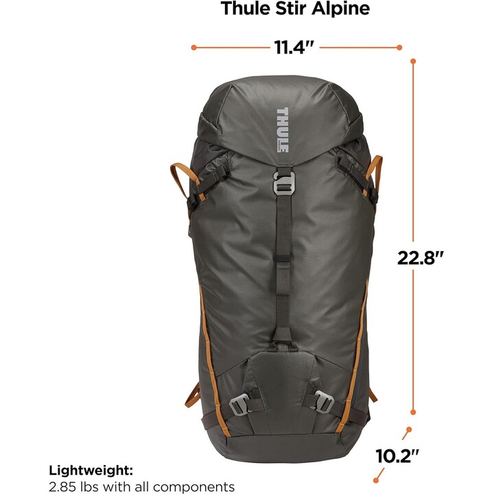 Thule Stir Alpine 40L Men's Technical Mountaineering Backpack with Weather-Resistant Nylon Obsidian