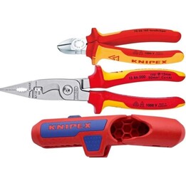 Knipex 00 31 30 BK V01, Professional Electrical Installation Set 3-Piece, Red/Blue
