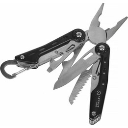 Azymut H-P22410, Turon Multi-Tool 10-in-1 with Carabiner and Pouch, Stainless Steel, Silver/Black