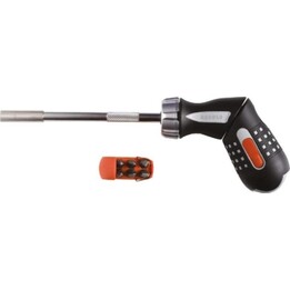 Bahco 808050P, Cacciavite manuale singolo a cricchetto, impugnatura ergonomica ad alta coppia, nero/arancio