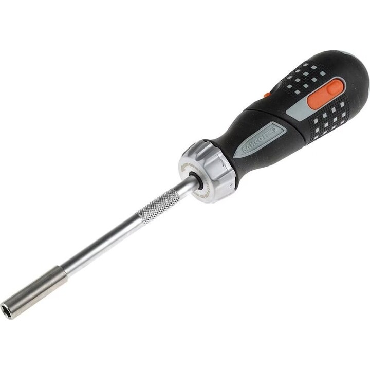 Bahco 808050P, Manueller Schraubendreher mit Ratsche, Ergonomischer Griff mit hohem Drehmoment, Schwarz/Orange