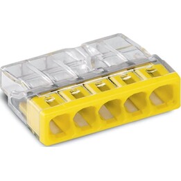 WAGO, connettore per cavi elettrici 2273-205 confezione da 100 pezzi, terminale compatto, trasparente/giallo