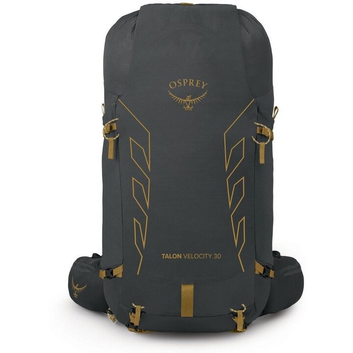 Mochila Osprey Talon Velocity 30 Dark Charcoal Tumbleweed Yellow L/XL Technical Fast-Hiking Backpack Unidad
