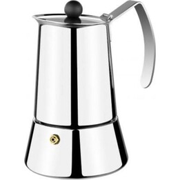 Monix M630004 Cafetière italienne, 4 tasses, acier inoxydable, convient à l'induction, extérieur brillant