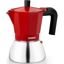 Monix Italian Induction Coffee Maker, Stainless Steel M863106, 370 ml, 6 Cups, Red