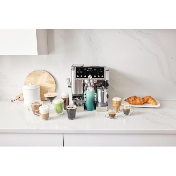 Ninja ES701EU semi-automatic coffee machine, 2 liters, 14 bars, with integrated grinder and milk frother