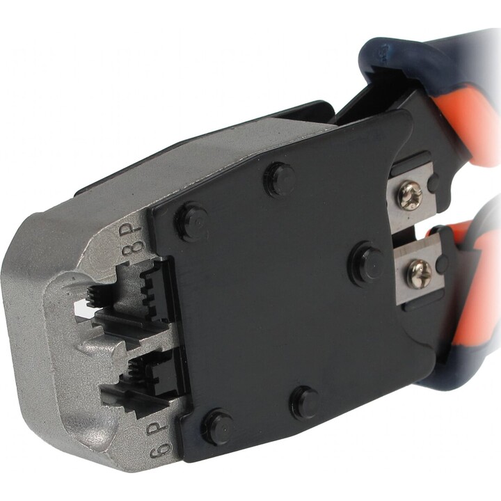 INNE HT-500R, Herramienta profesional de crimpado para conectores de red, acero forjado, rojo/negro