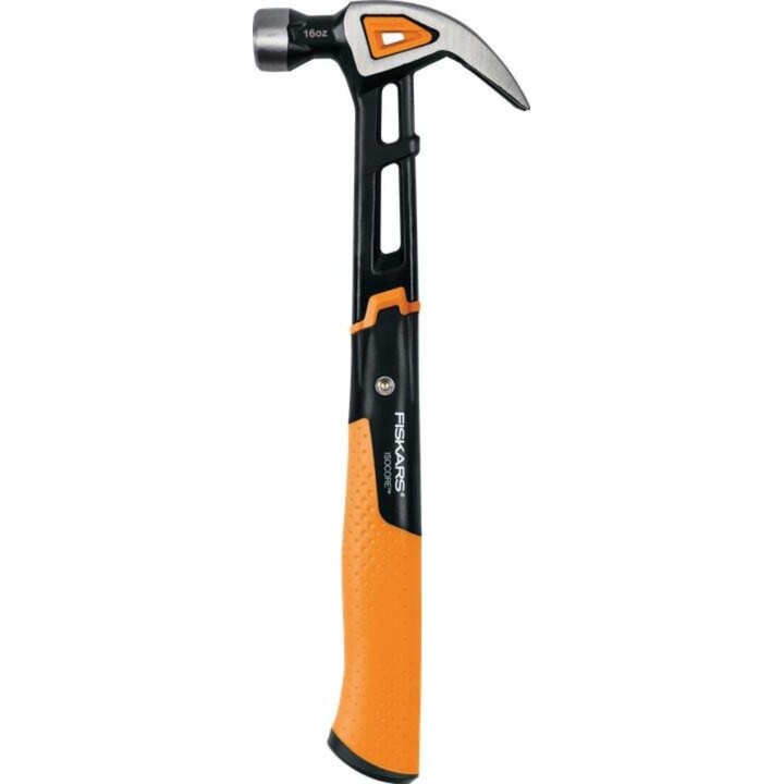 Fiskars 1027202, Martello da carpentiere taglia M, design ergonomico bilanciato, nero/arancio
