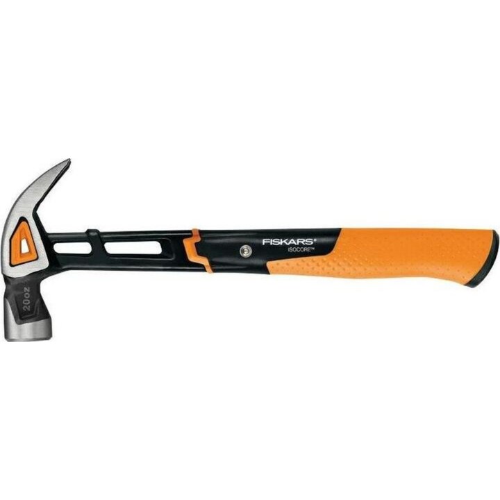 Fiskars 1027202, Martello da carpentiere taglia M, design ergonomico bilanciato, nero/arancio