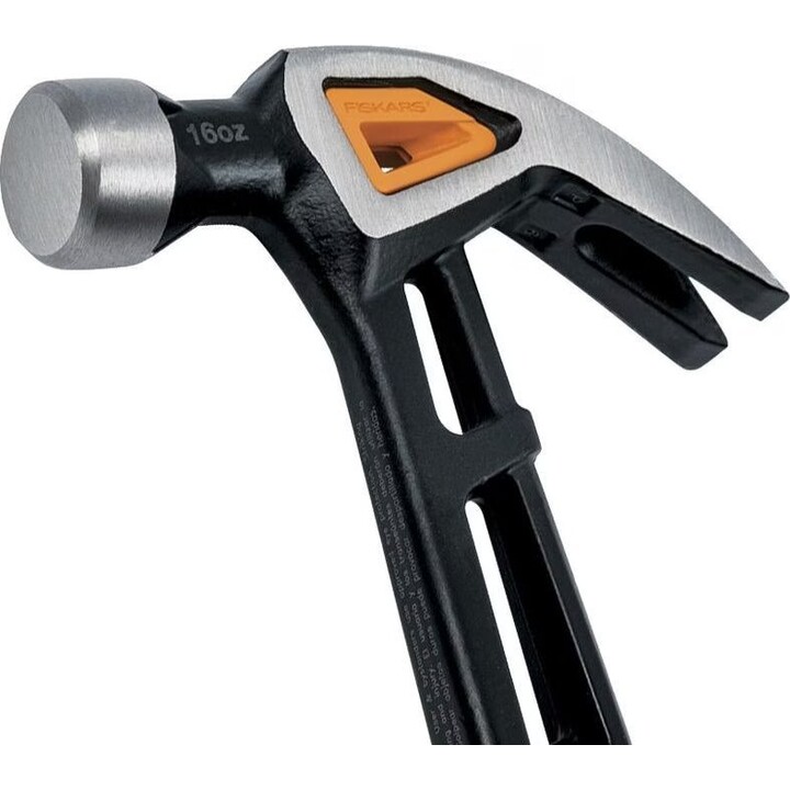 Fiskars 1027202, Martello da carpentiere taglia M, design ergonomico bilanciato, nero/arancio