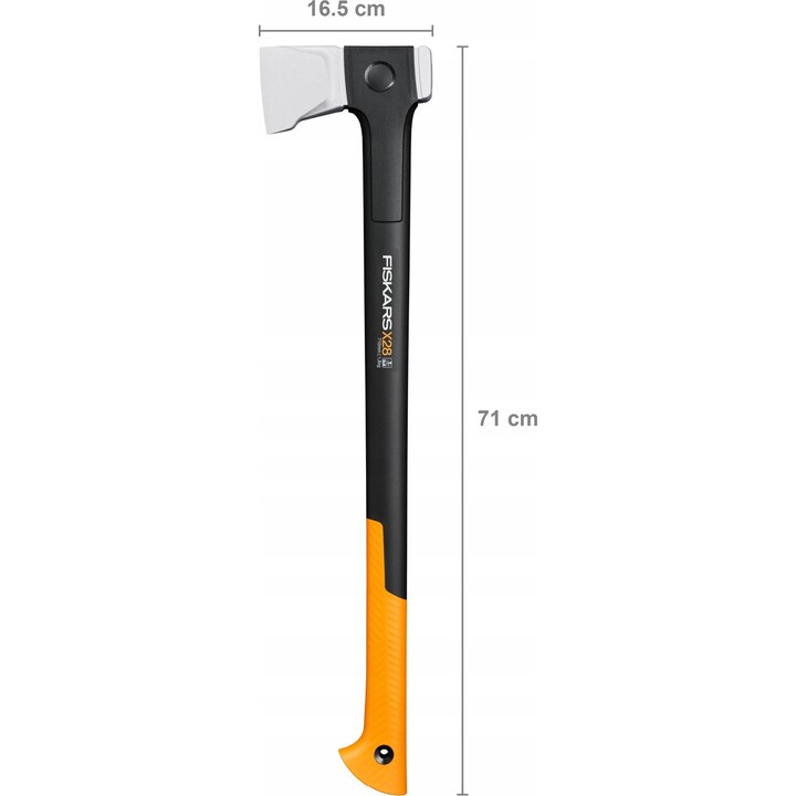iskars 1075434, Set ascia da spacco X28 + coltello multiuso, lama in acciaio forgiato, nero/arancio