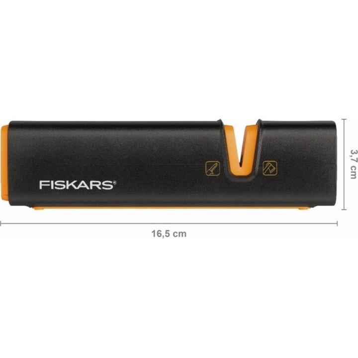 Fiskars 1075432, Ascia universale X14 + set di affilatura, design compatto per esterni, nero/arancio