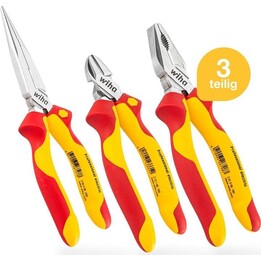Wiha Z99000106, Conjunto de alicates profissionais de alta qualidade, 3 peças, classe industrial, vermelho/amarelo