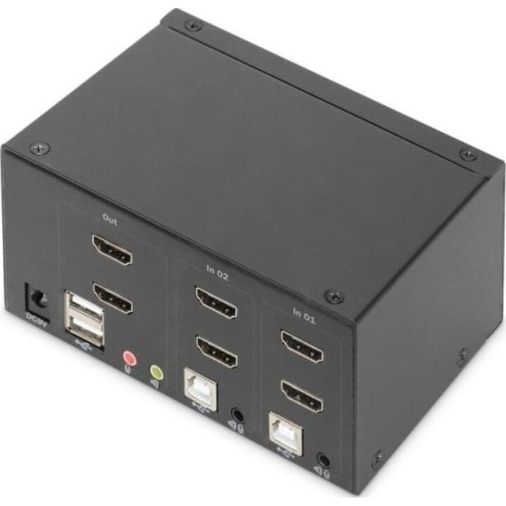Comutador KVM de 2 portas Digitus com ecrã HDMI 4K duplo