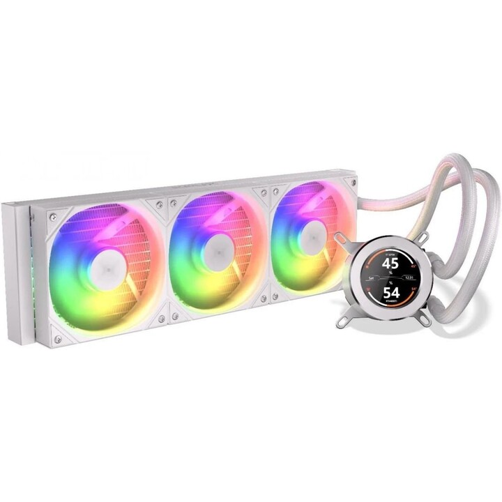 Krux HydroArc 360 Blanco ARGB Todo-en-Uno CPU Liquid Cooler 360mm Radiador PWM Unidad de Ventiladores