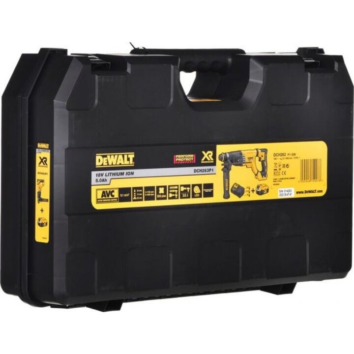 DeWALT DCH263P1-QW, martelo rotativo SDS Plus 1165 RPM, sistema anti-vibração, amarelo/preto