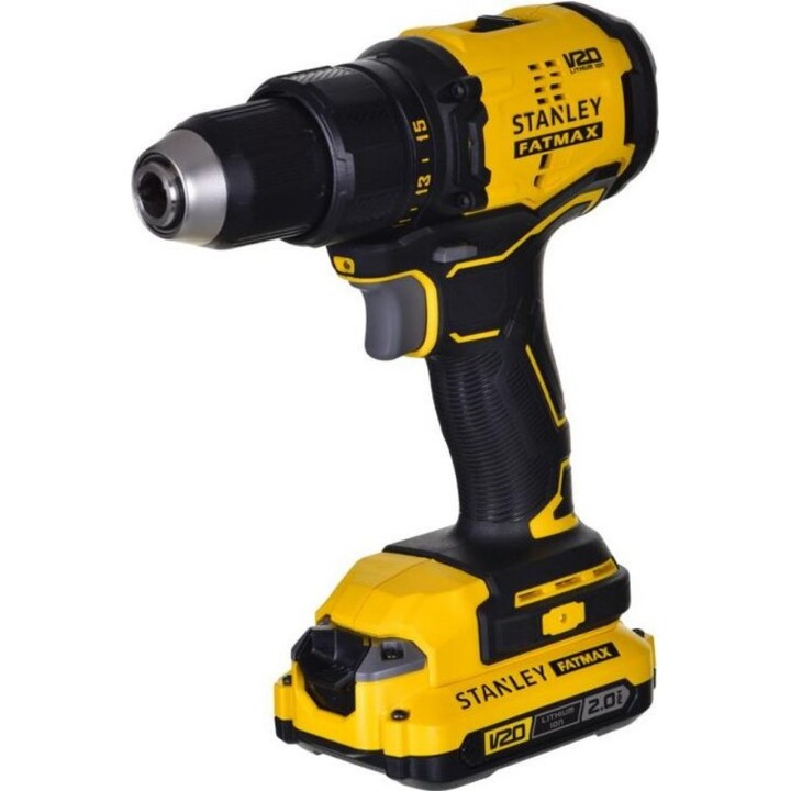 Stanley SFMCD710D2K-QW, trapano a percussione 18V V20, kit doppia batteria e valigetta, giallo
