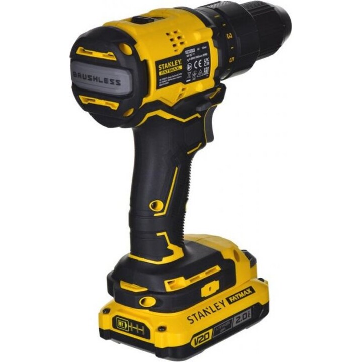 Stanley SFMCD710D2K-QW, Berbequim de martelo 18V V20, bateria dupla e estojo, amarelo