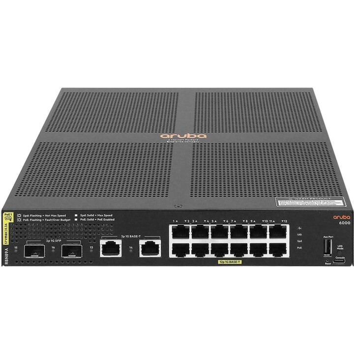 HPE Aruba Networking 6000 12G Class 4 PoE 2G/2SFP 139W Managed Layer 2 Switch Unit