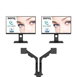 2 monitores BenQ GW2790T de 68,58 cm (27 pulgadas) + brazo ergonómico BenQ BDH01