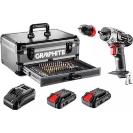 Graphite 58G000-K, kit de berbequim/aparafusadora Energy+ 18V com 2 baterias e mala de transporte, cinzento