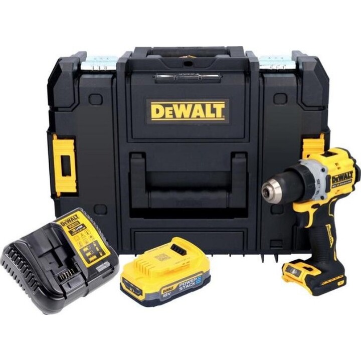 DeWALT DCD800E2T, 18V XR PowerStack Compact Drill Driver Kit, 2 baterias, amarelo/preto