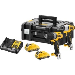 DeWALT DCK2110L2T, Kit de 2 herramientas 12V XR: Taladro atornillador y atornillador de impacto, amarillo/negro