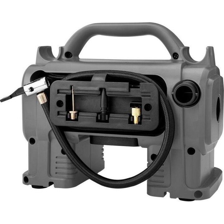 Graphite 58GE113, Compresor de aire portátil Energy+ 18V, pantalla digital, manguera flexible, gris/negro