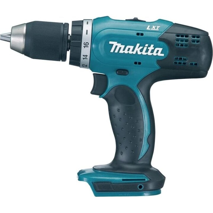 Makita DDF453Z, taladro atornillador 18V LXT, transmisión de dos velocidades con engranaje metálico, azul