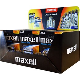 Pilhas alcalinas Maxell LR03 AAA, pacote com 4 unidades (30 blisters/120 pilhas)