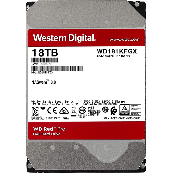HDD WD Red Pro WD181KFGX 18TB/8.9/600/72 Sata III 512MB (D) (CMR)