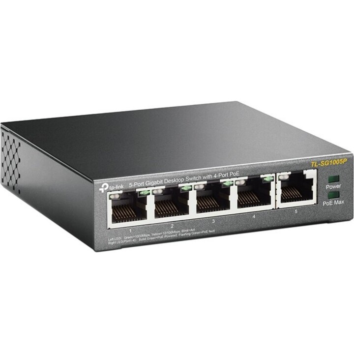 TP-Link TL-SG1005P Commutateur de bureau Gigabit à 5 ports avec 4 ports PoE+ 65W Réseau à grande vitesse