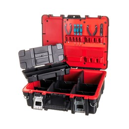 Keter 237003 Valigetta rigida da viaggio/porta accessori, nera/rossa