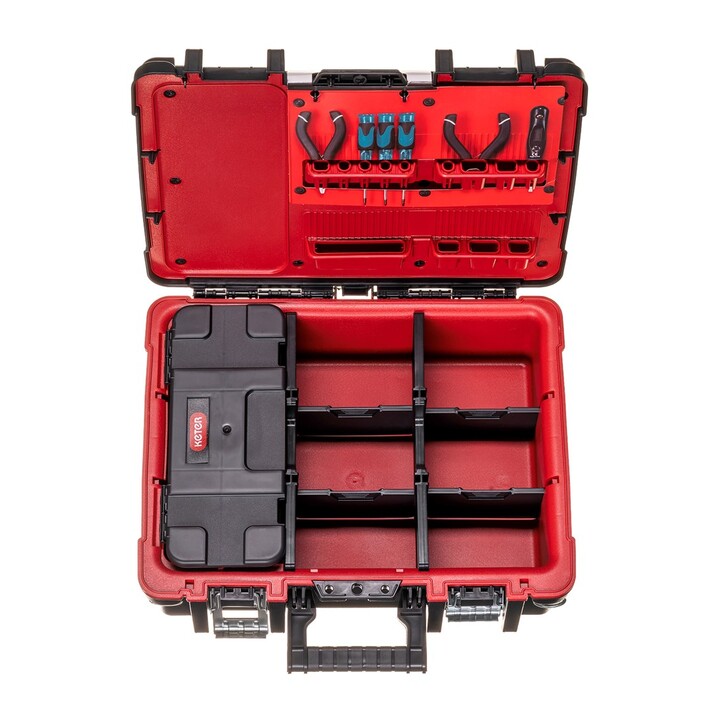Keter 237003 Valigetta rigida da viaggio/porta accessori, nera/rossa