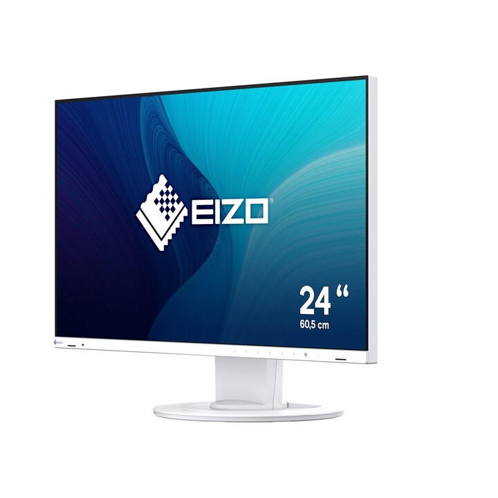 Monitor para PC EIZO FlexScan EV2400R-WT de 60,5 cm (23,8") com resolução Full HD de 1920 x 1080 pixels e tela branca.